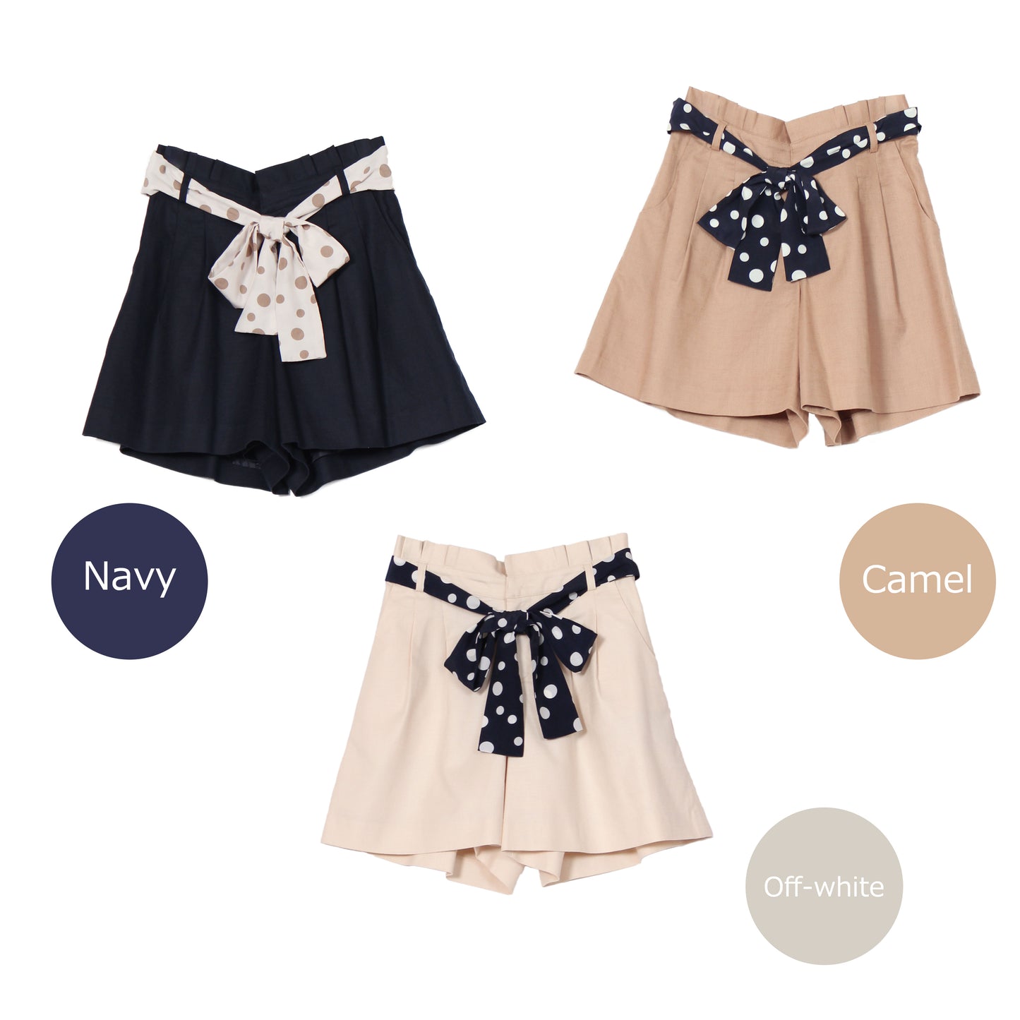 コットンリネン ショート丈キュロットパンツ 3カラー W64(M) W67(L)