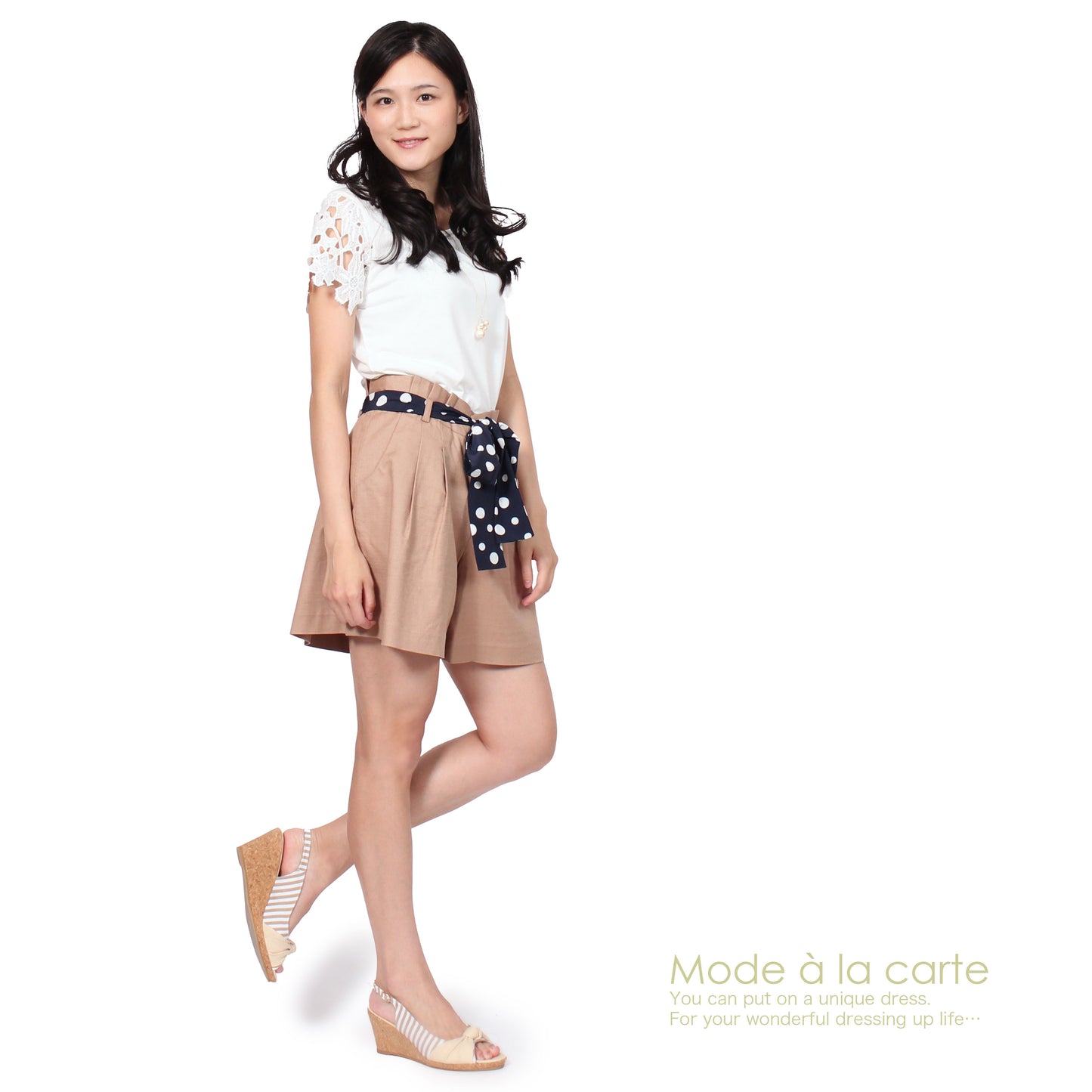 コットンリネン ショート丈キュロットパンツ 3カラー W64(M) W67(L)