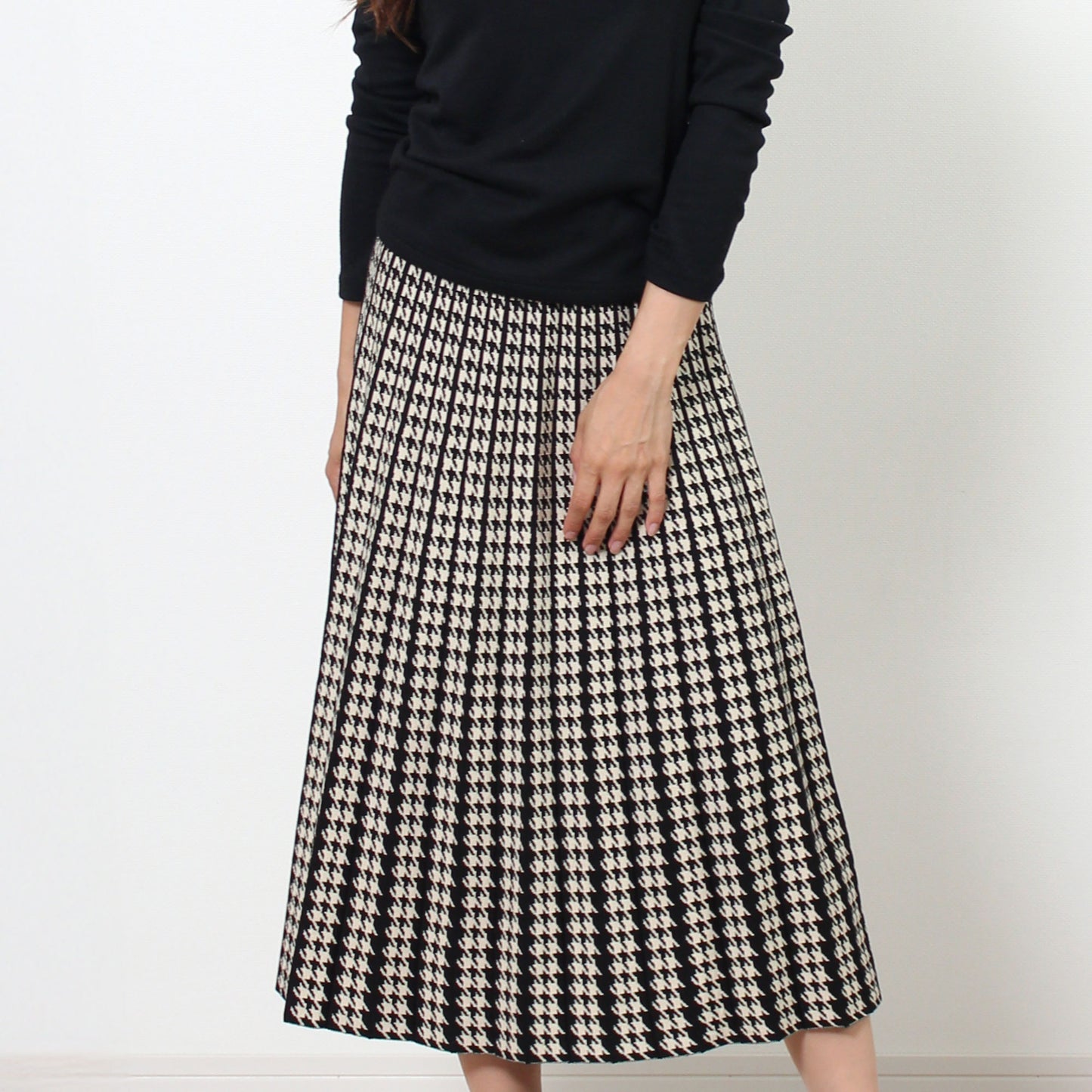 千鳥チェックニットロングスカート M〜L