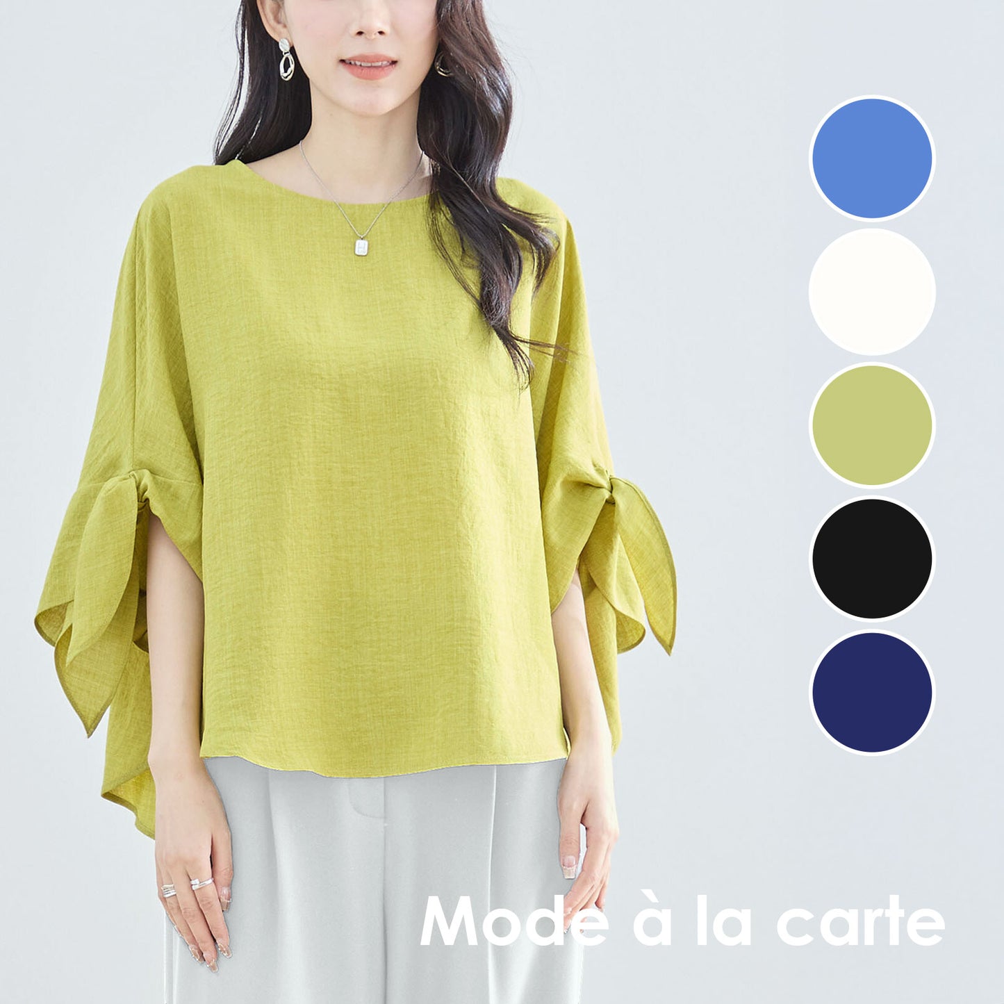 5リボン袖プルオーバーブラウス M〜L 5カラー