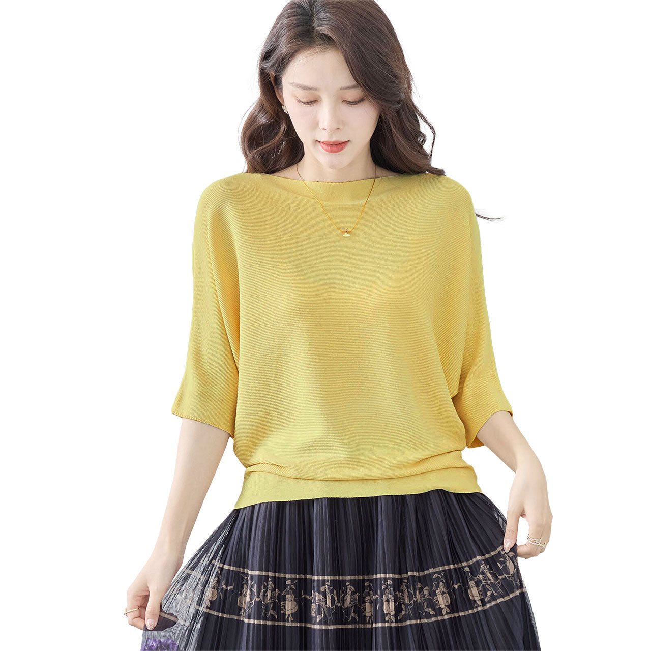 ドルマンスリーブプルオーバーサマーニット M~L 4カラー