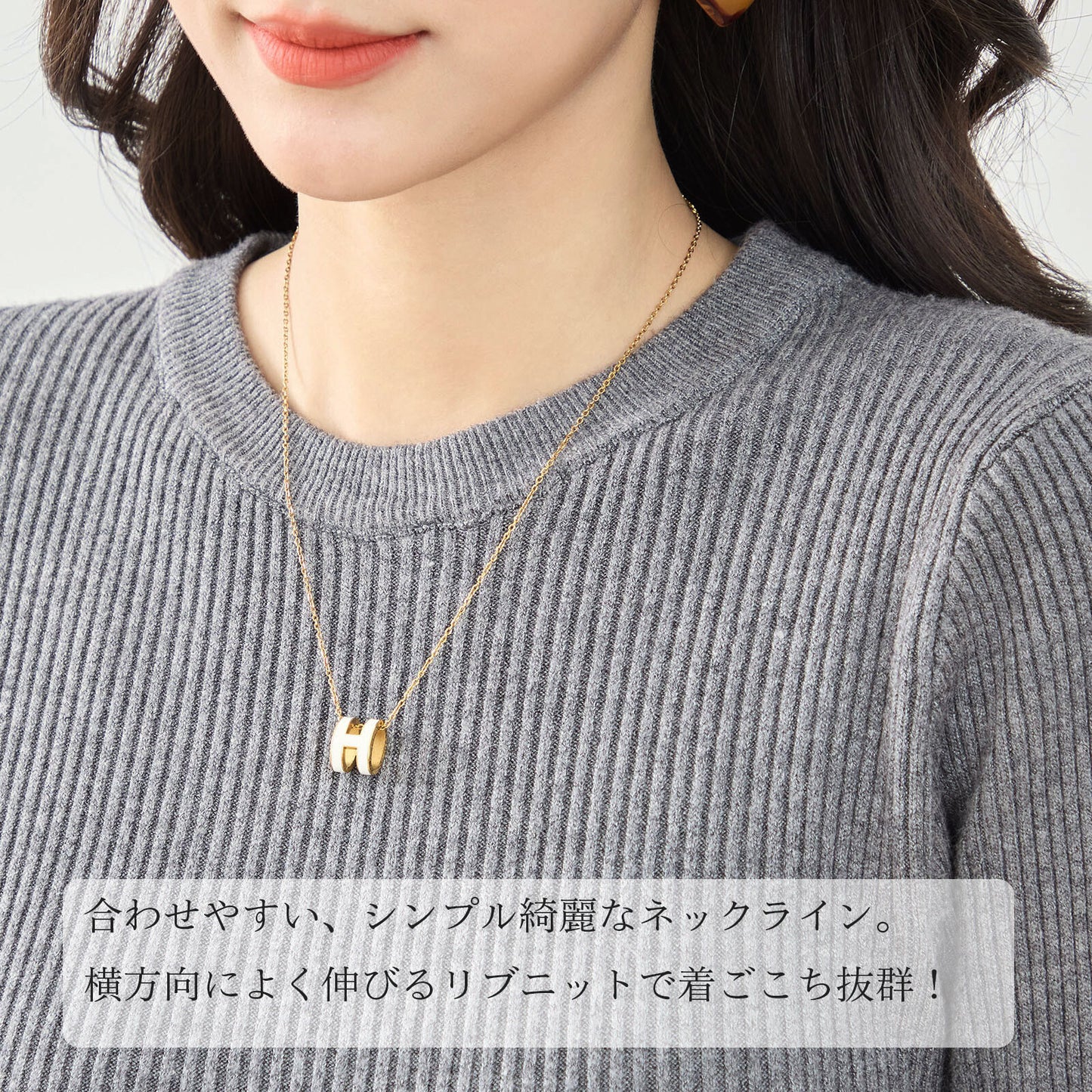 パターン切り替えニットロングワンピース 3カラー M~L