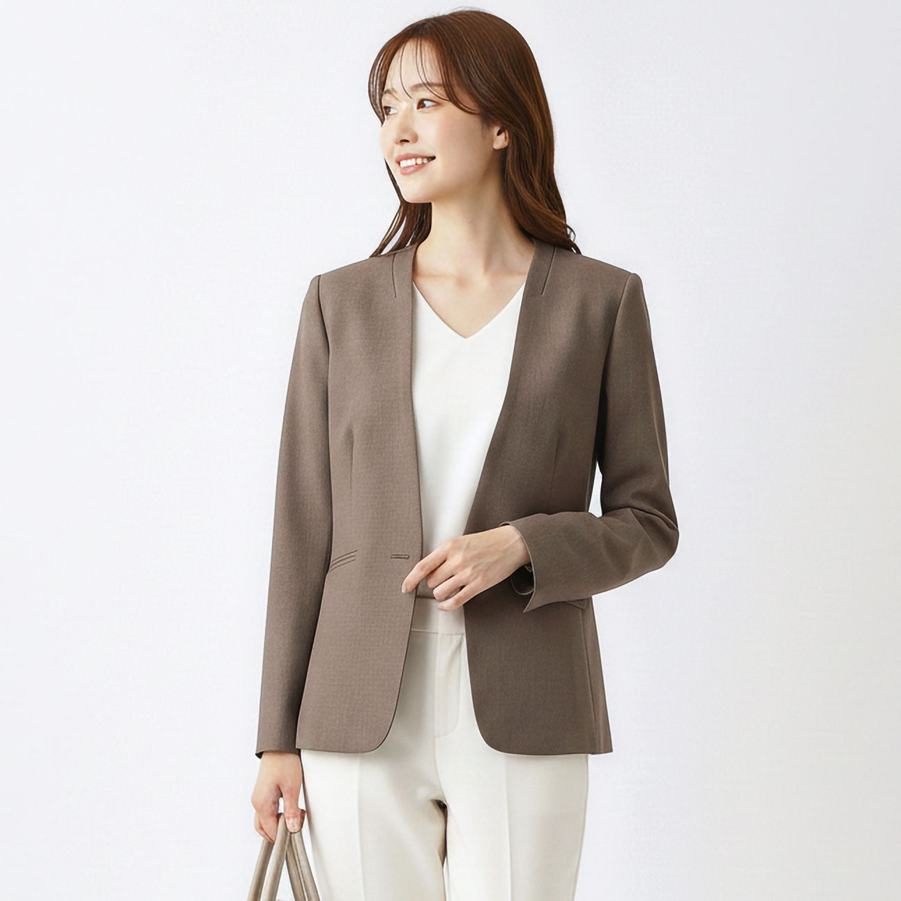 シャークスキン 一つボタンカラーレスジャケット 2カラー S・M・L