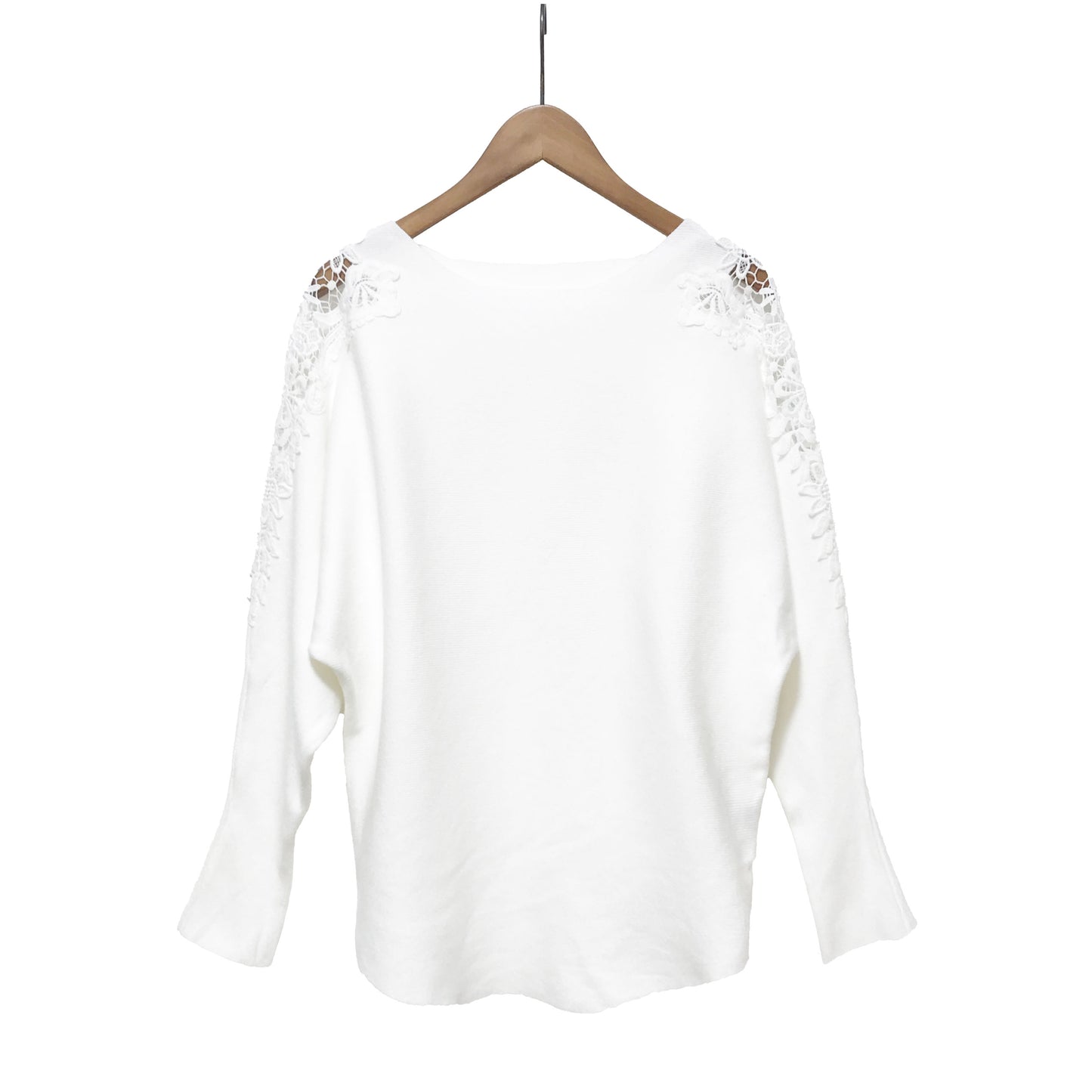 刺繍レースドルマンスリーブゆったりニットトップス 5カラー