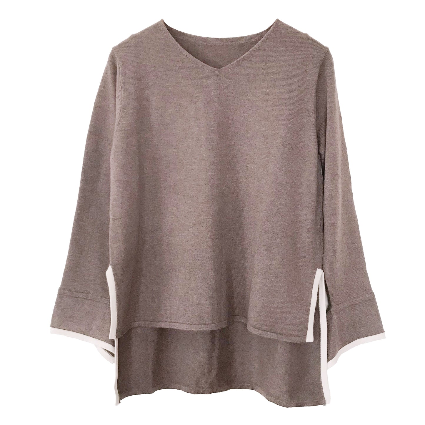 カシミヤ混ニット ロングセーター Vネック 2カラー S M L セール