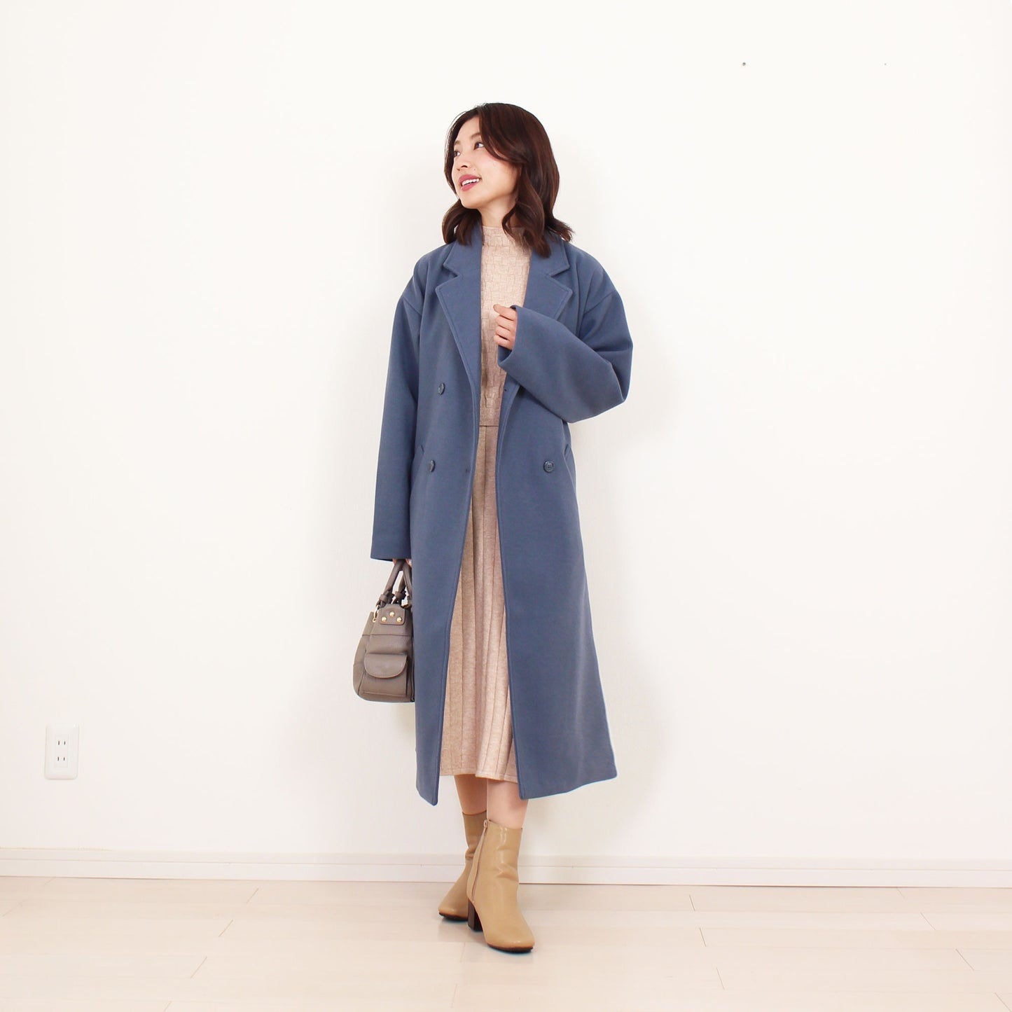 ウールライク素材 Wチェスターコート 3カラー M〜L