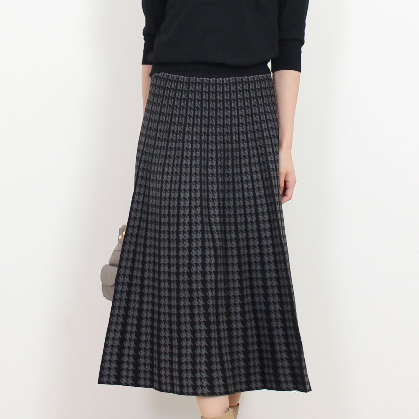 千鳥チェックニットロングスカート M〜L