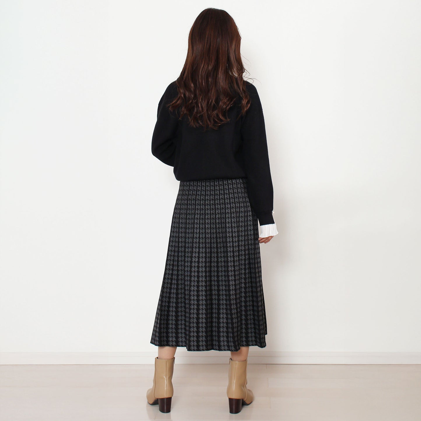 千鳥チェックニットロングスカート M〜L