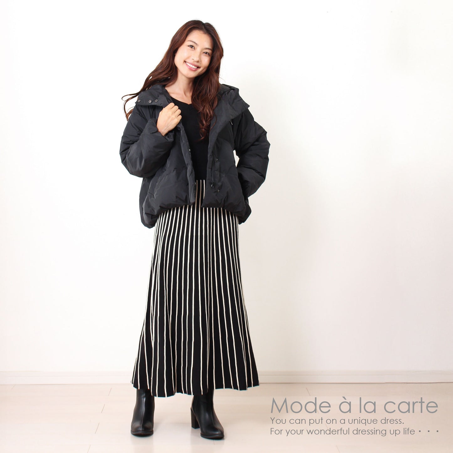 ショート丈フーディ中綿エコダウンジャケット 3カラー