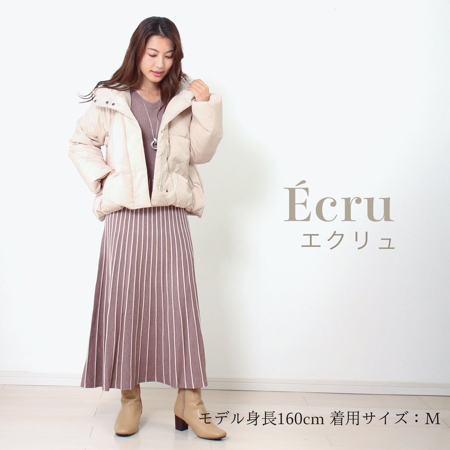 ショート丈フーディ中綿エコダウンジャケット 3カラー