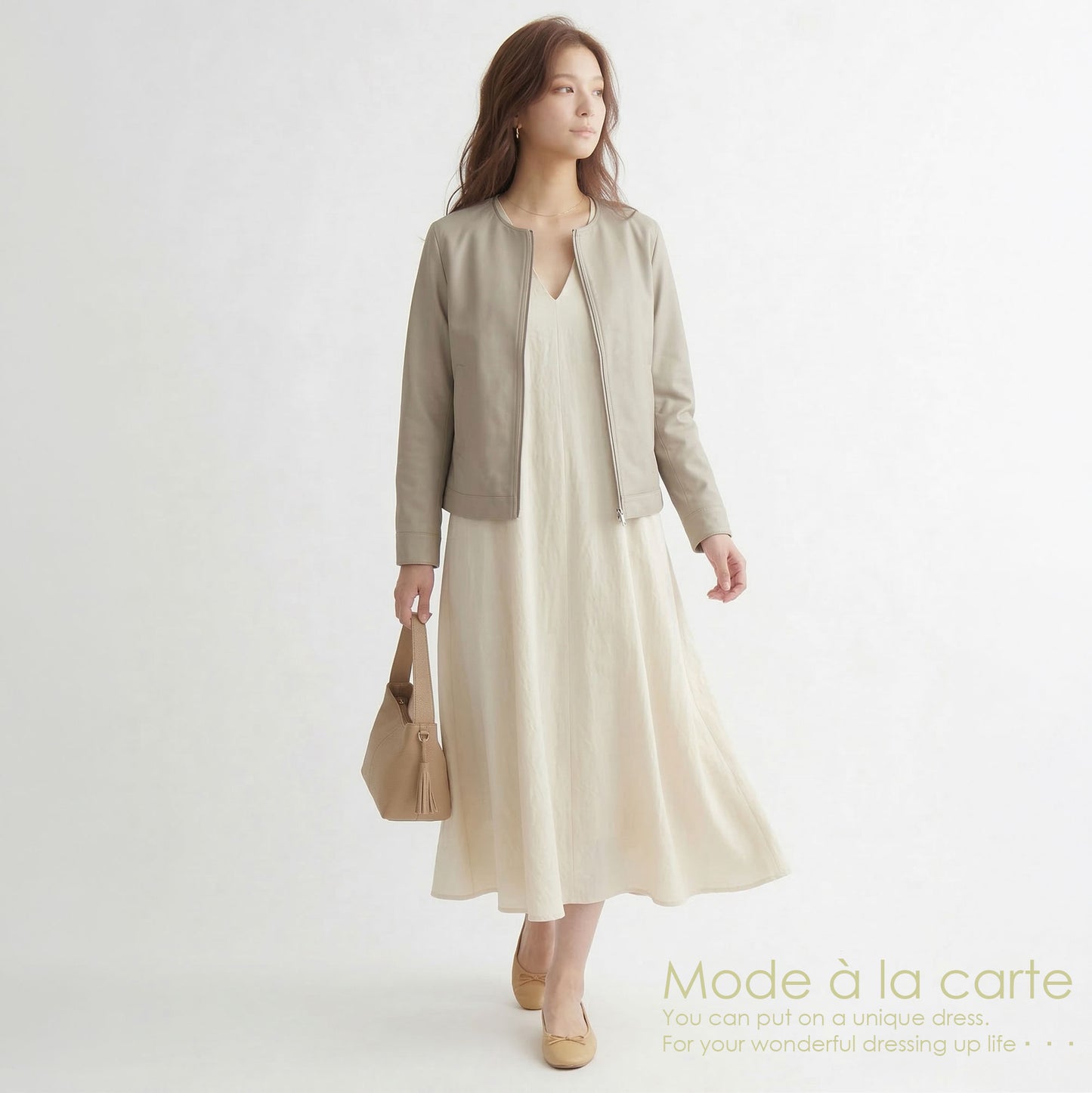 ノーカラーフェイクレザージャケット 2カラー M