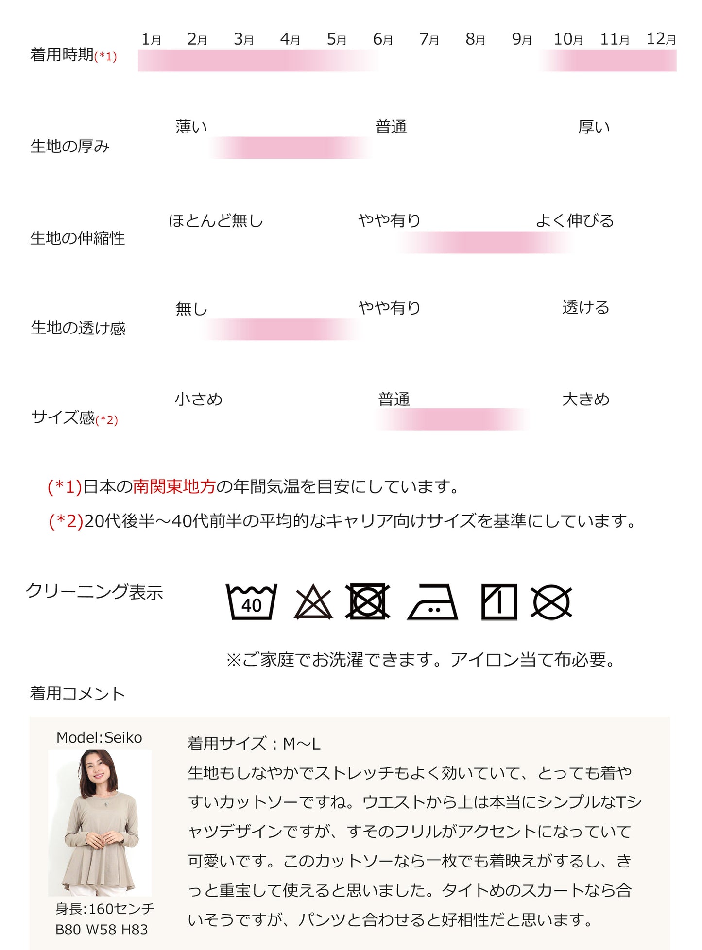 ラウンドネック長袖すそフリルフレアーカットソー 5カラー M～L 19