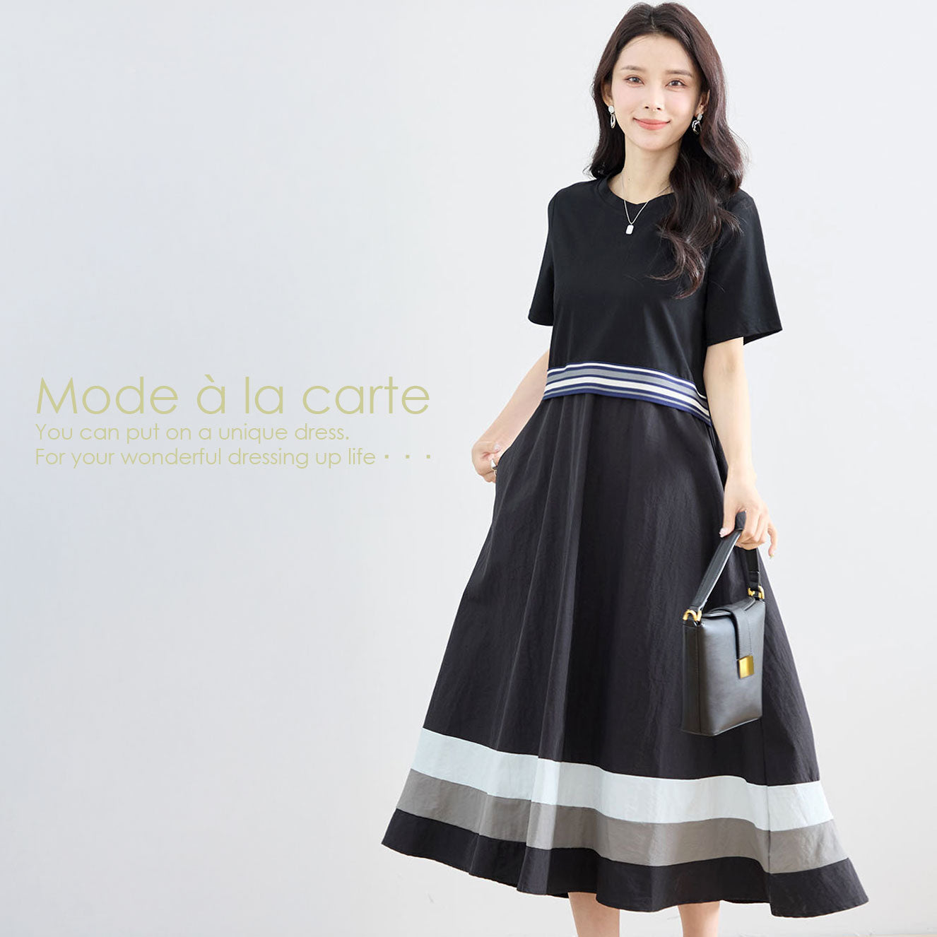 マルチボーダー切り替えドッキングワンピース M〜L