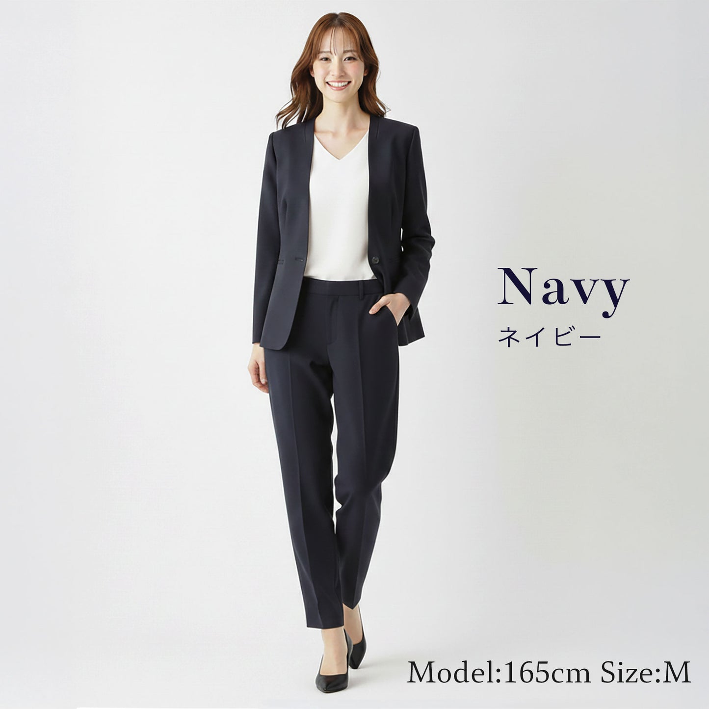 シャークスキン カラーレスジャケット＆パンツのセットアップスーツ 2カラー S・M・L