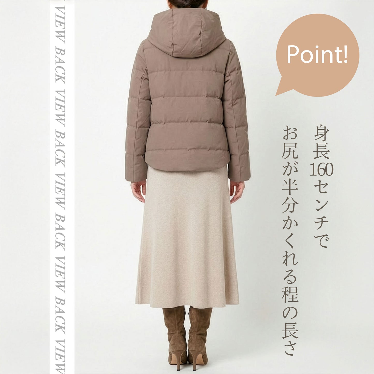 ファーフード付きショート丈ダウンジャケット 2カラー M