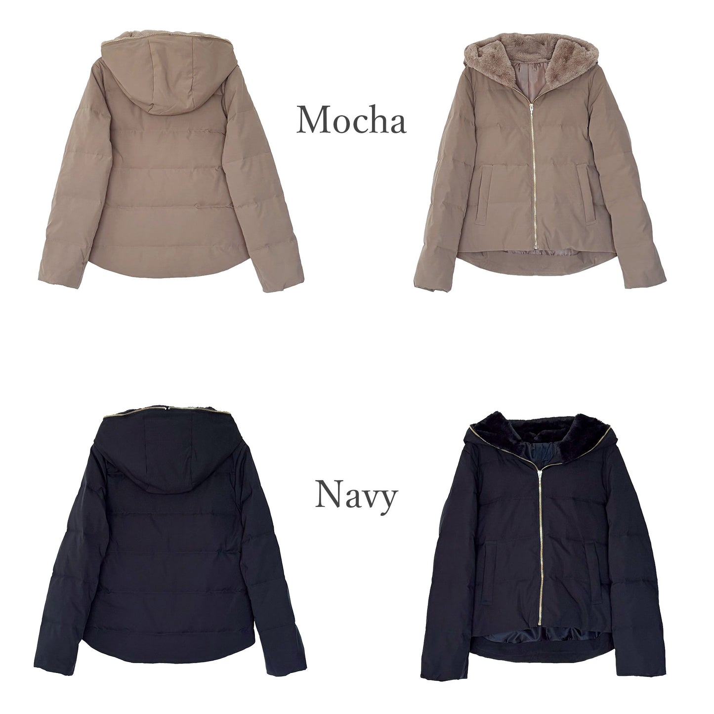 ファーフード付きショート丈ダウンジャケット 2カラー M