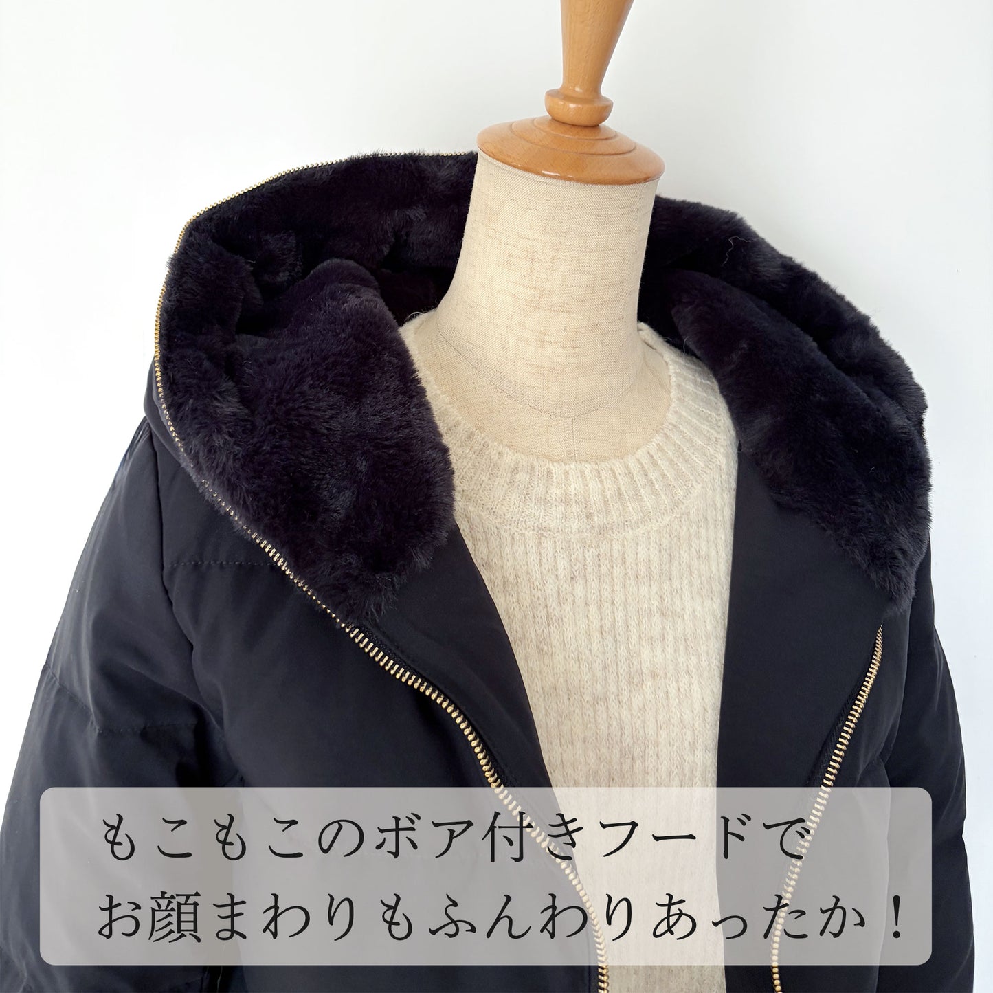 ファーフード付きショート丈ダウンジャケット 2カラー M