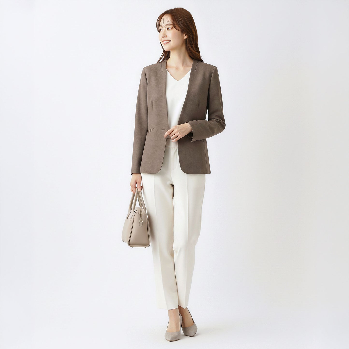 シャークスキン 一つボタンカラーレスジャケット 2カラー S・M・L