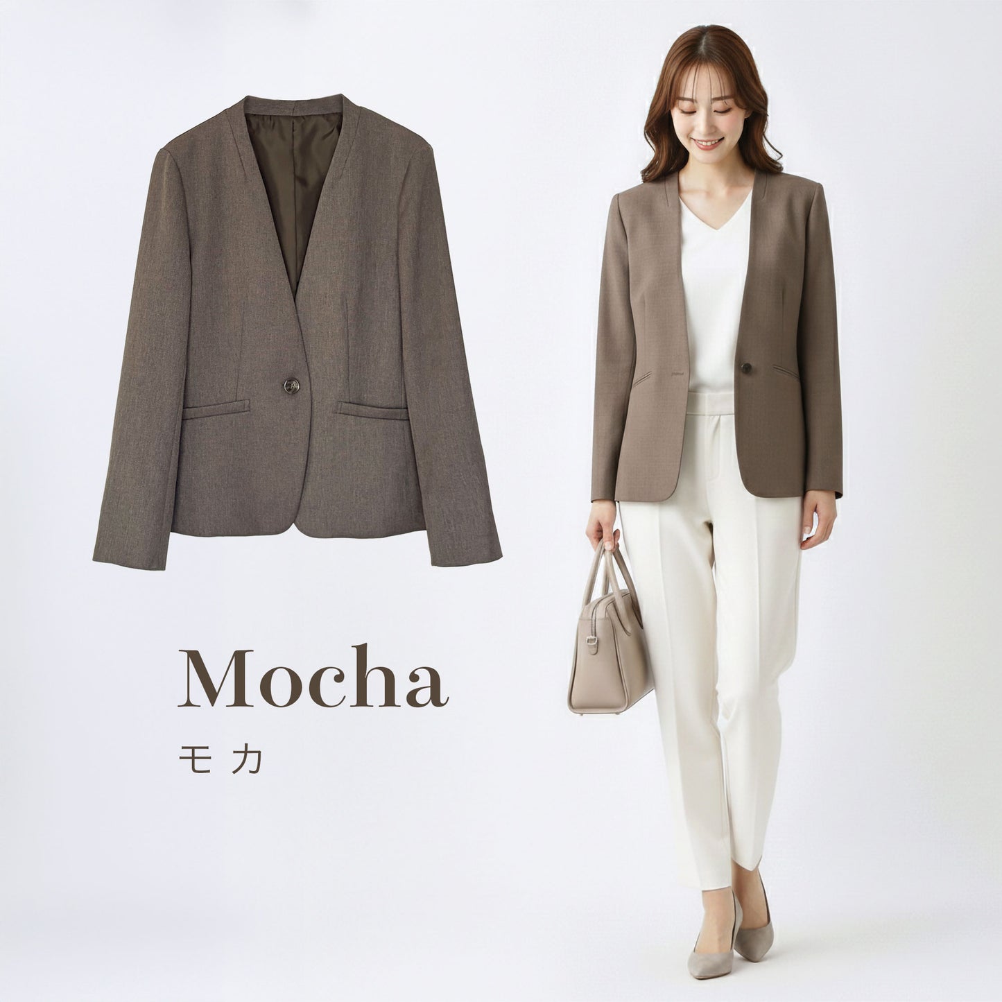 シャークスキン 一つボタンカラーレスジャケット 2カラー S・M・L