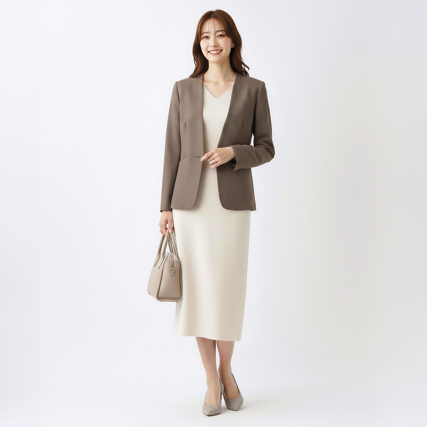 シャークスキン 一つボタンカラーレスジャケット 2カラー S・M・L