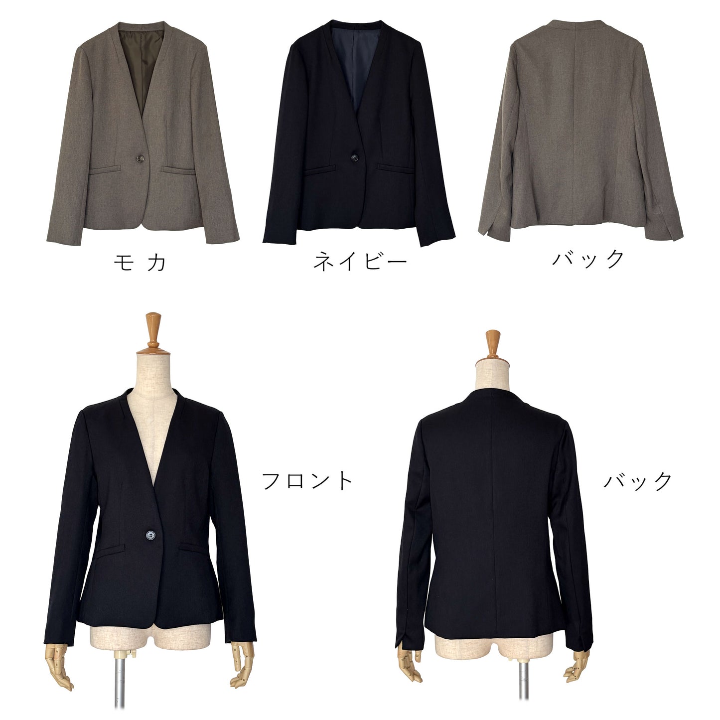 シャークスキン 一つボタンカラーレスジャケット 2カラー S・M・L