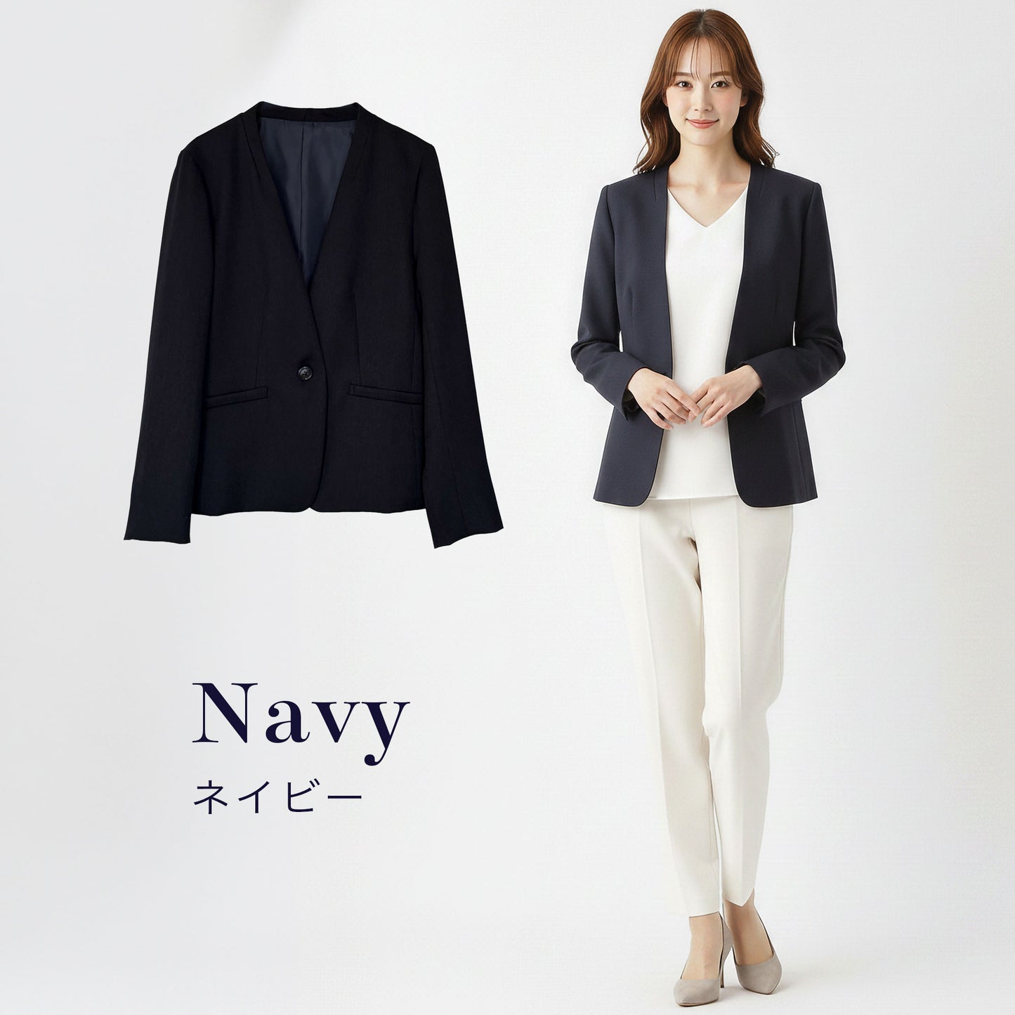 シャークスキン 一つボタンカラーレスジャケット 2カラー S・M・L