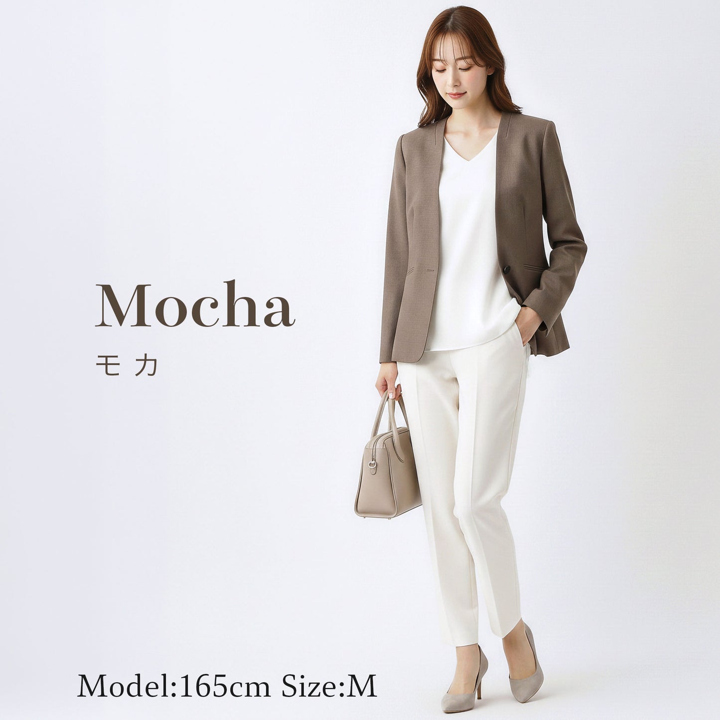 シャークスキン 一つボタンカラーレスジャケット 2カラー S・M・L