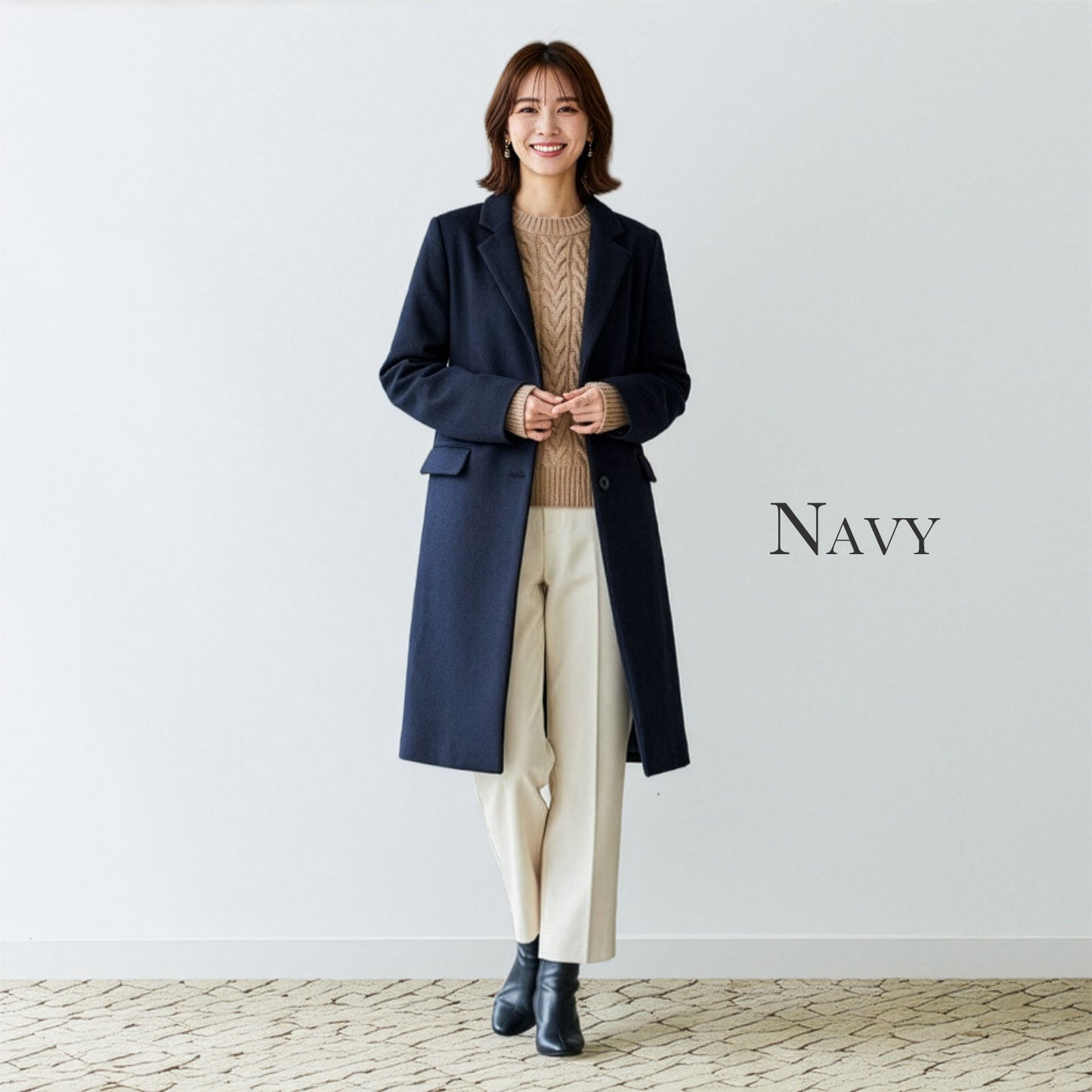 カシミヤタッチ フェイクウールチェスターコート M,L,LL 4カラー