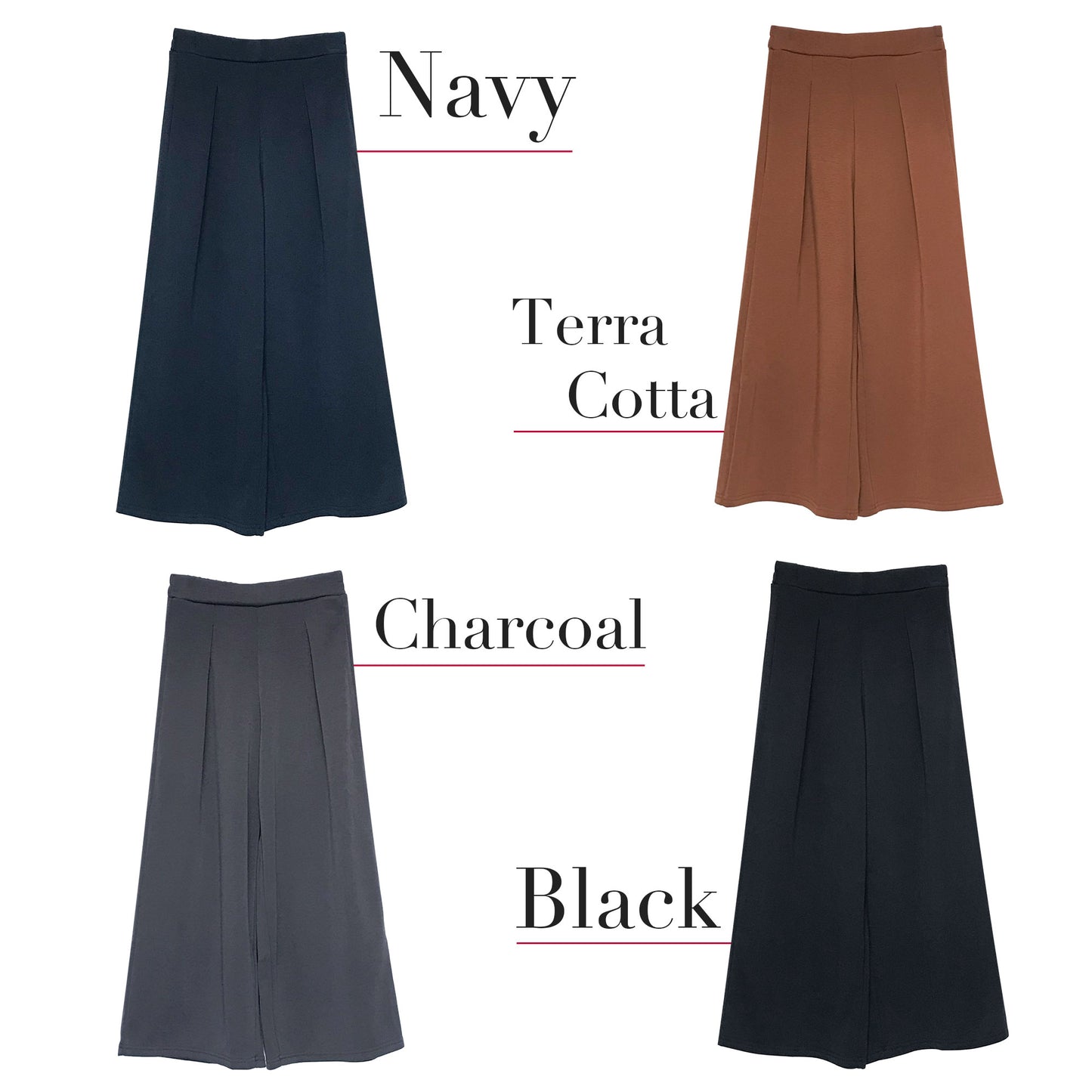 裏起毛ストレッチクロップド丈ワイドパンツ M、L、LL